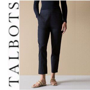 Talbots Linen Navy Blue Ankle Cropped Pants Size 10